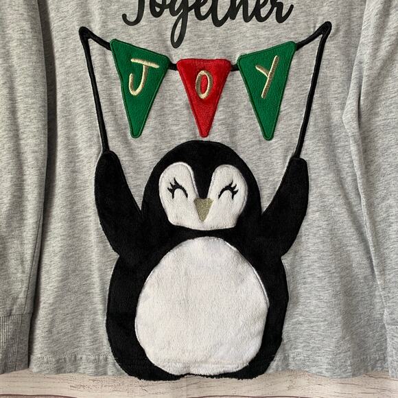 Holiday Time Penguin Gray Long Sleeve Shirt Size Large (12-14) - Picture 4 of 14